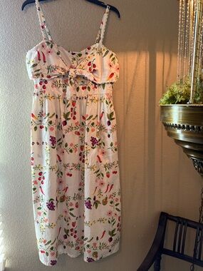 Old Navy White Fruit & Floral Sundress with Spaghetti Straps